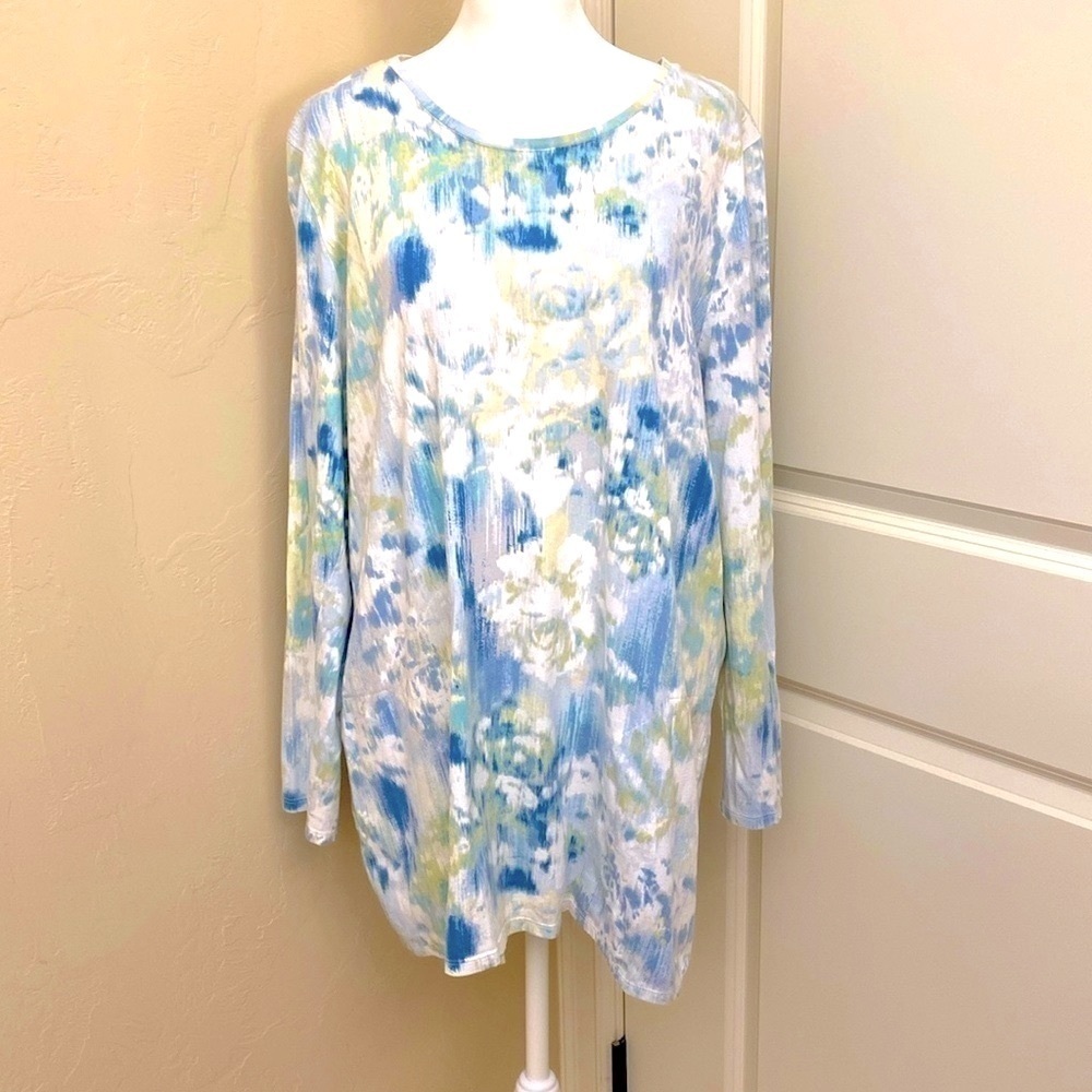 Pure Jill Tunic Shirt Pockets Pima Cotton lightweight Beach coastal pastel XL
